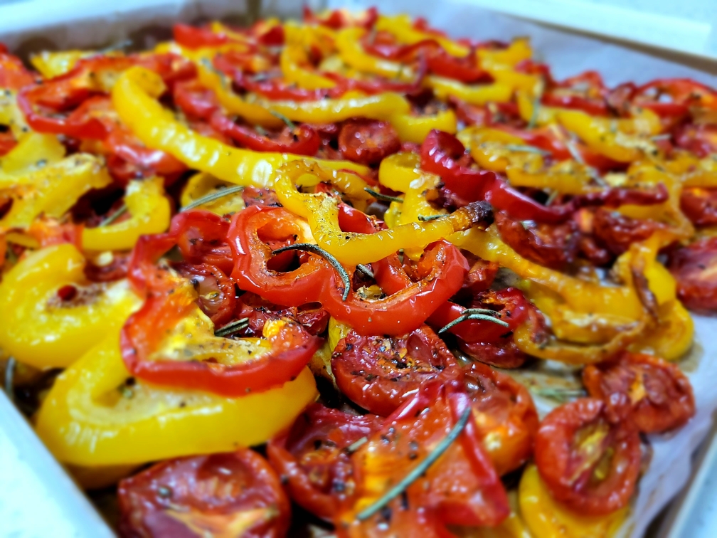 橄榄油渍彩椒小蕃茄的做法