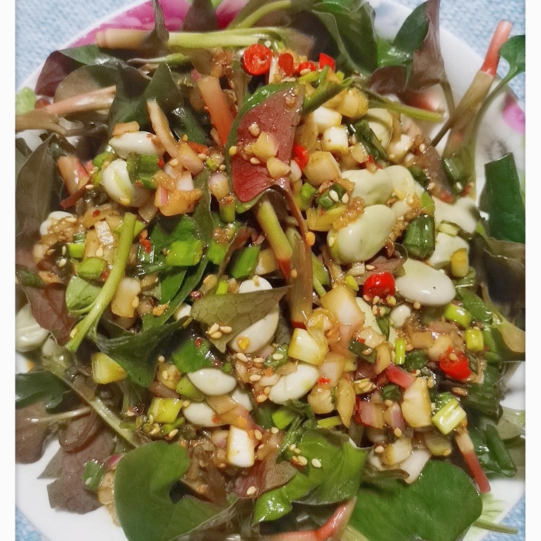 春季野菜折耳根拌胡豆