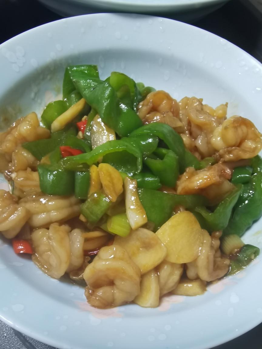 懒人版 青椒炒虾仁