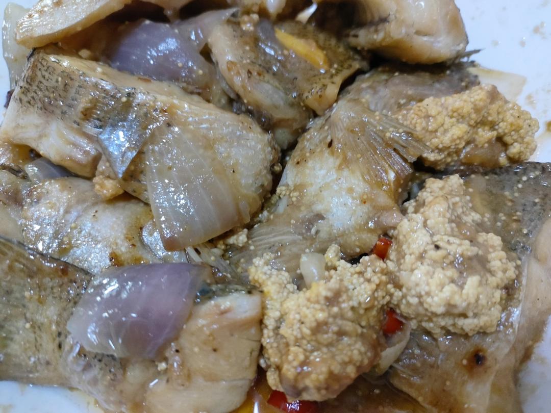 葱香焗鲈鱼