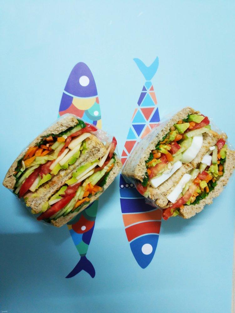 如何做超厚的沼三明治~详细tip！牛油果鸡蛋午餐肉三明治~