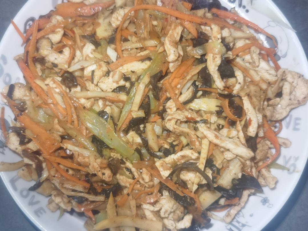 炒菜：酱爆鸡丝双脆（酸甜微辣版）