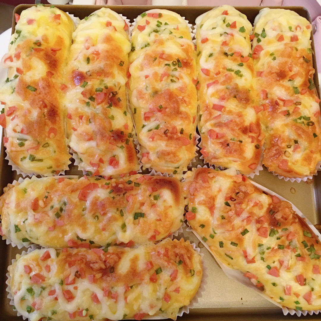 超软日式香葱芝士面包，快速中种法发酵，简易整形方法，新手必做