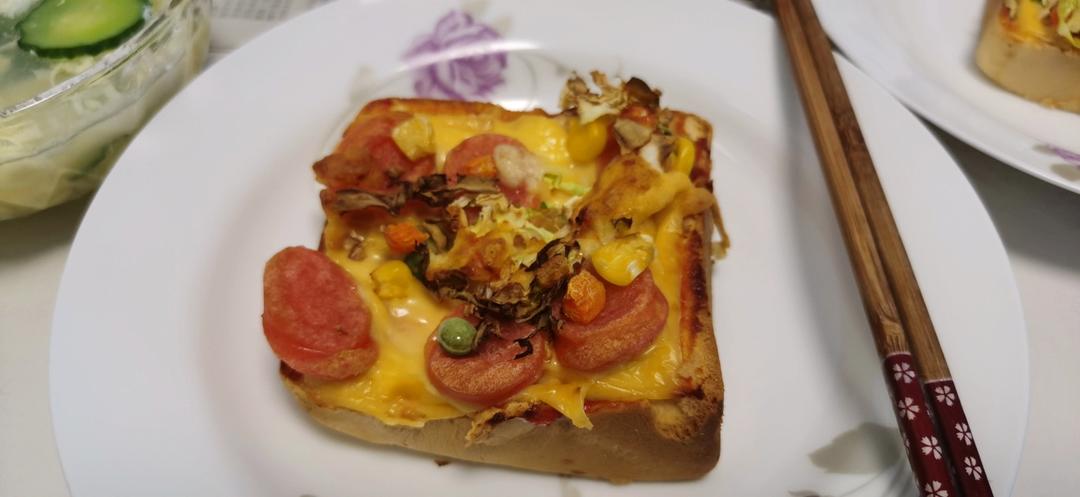 空气炸锅实现pizza自由～2个口味的吐司pizza