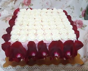 红玫瑰草莓奶油奶酪方蛋糕（八寸）的做法 步骤34