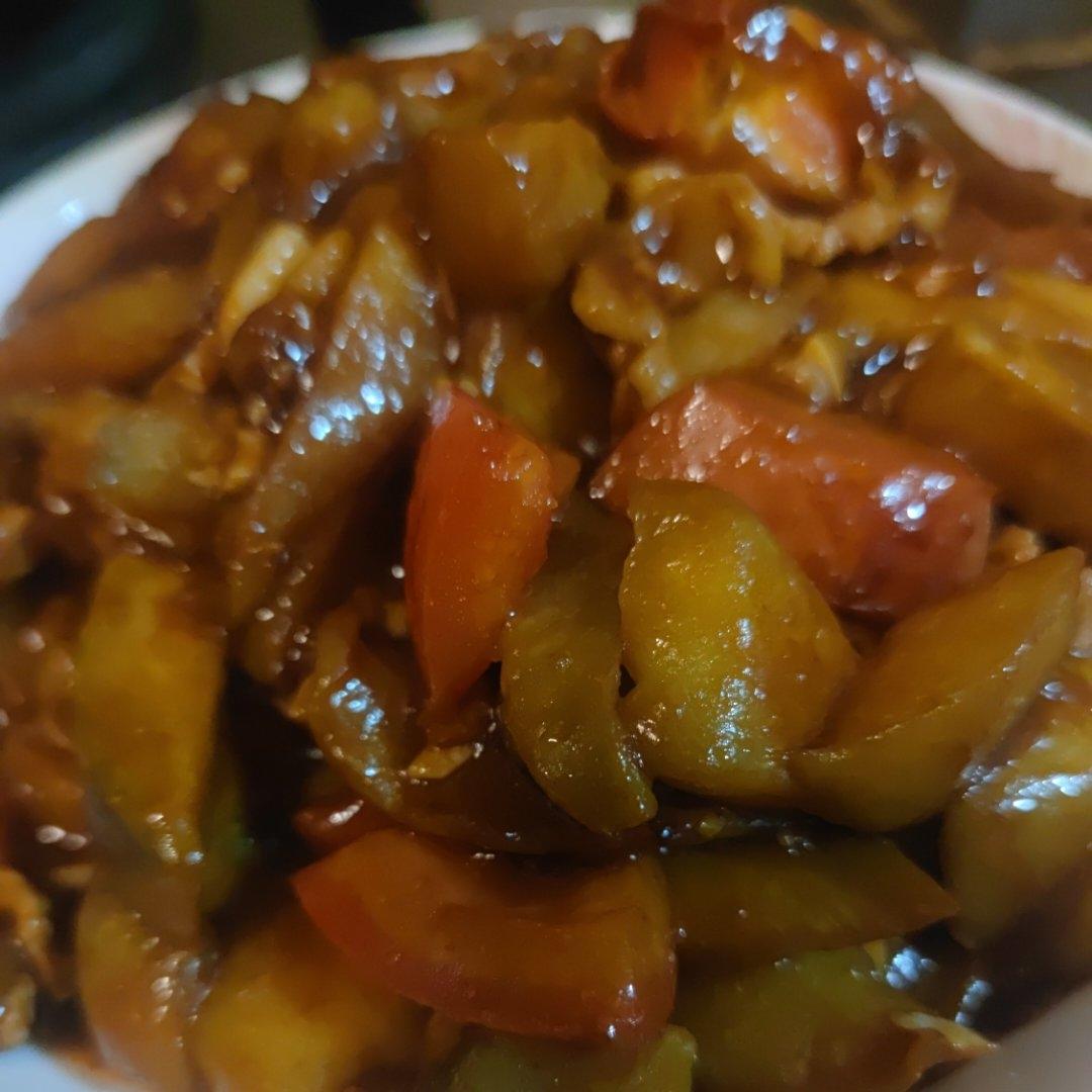 5分钟快手下饭菜#番茄炒茄子🍅番茄家族