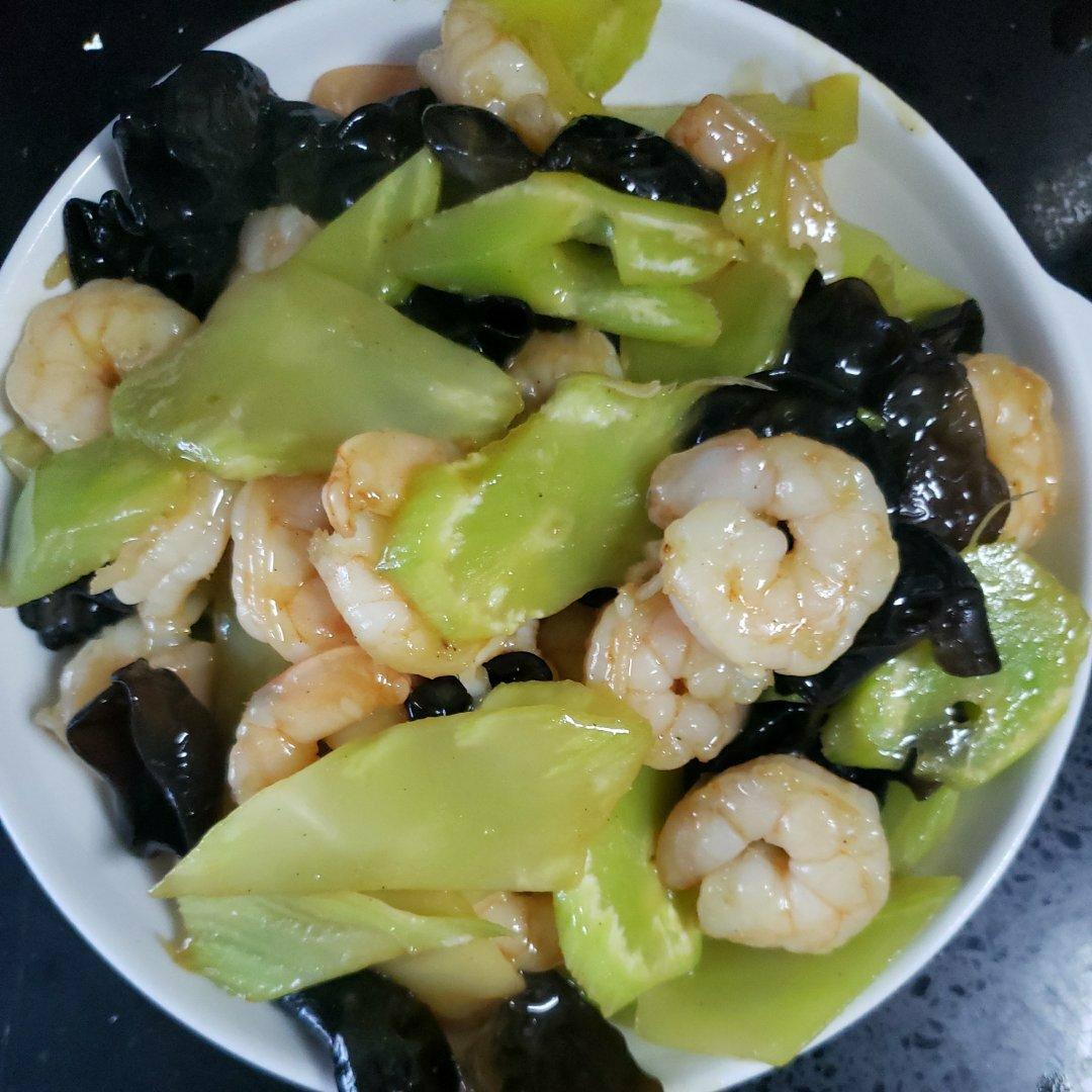 家常～清炒莴笋虾仁 清淡 快手