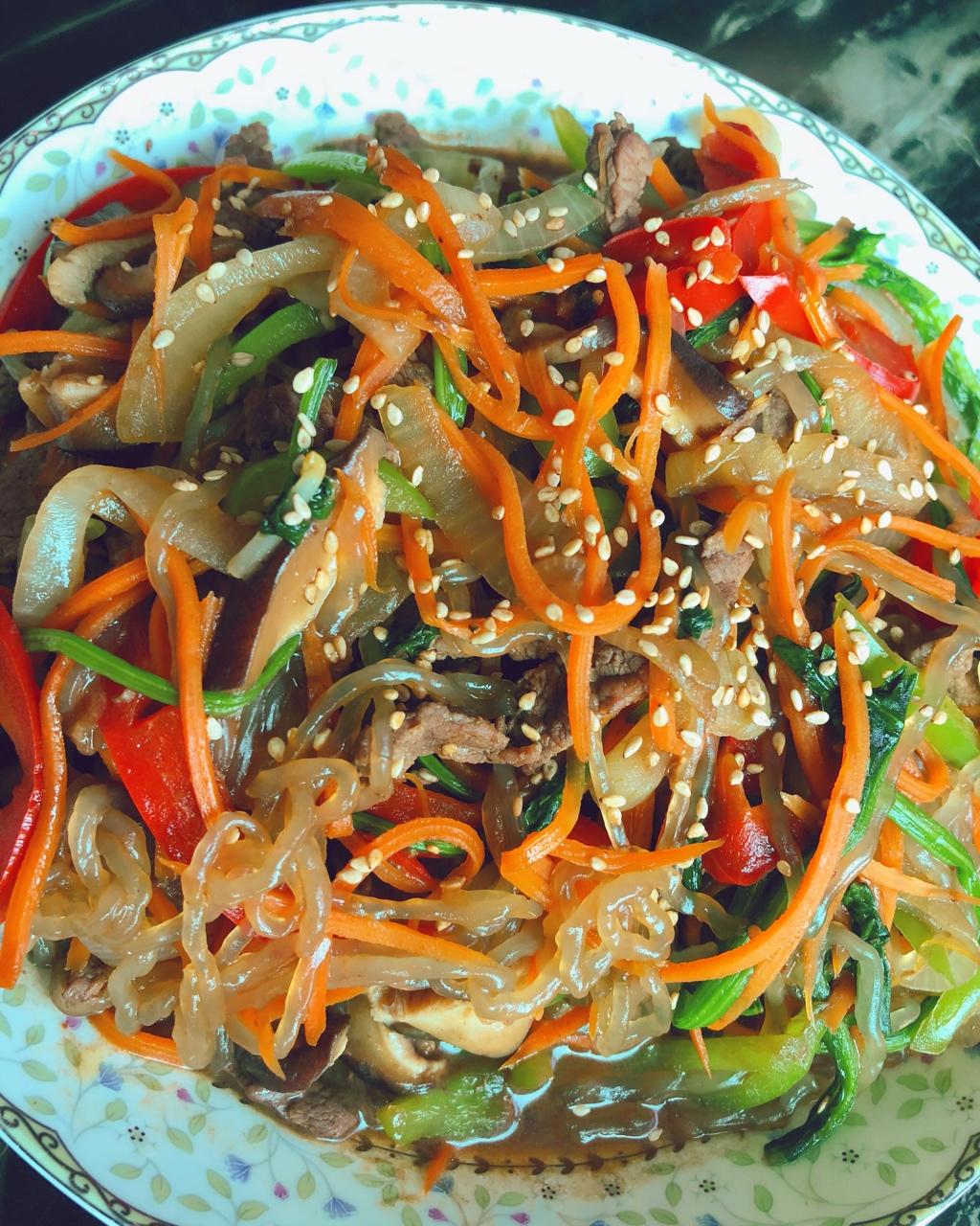韩式粉丝炒杂菜 Korean Style Glass Noodles with Vegetables