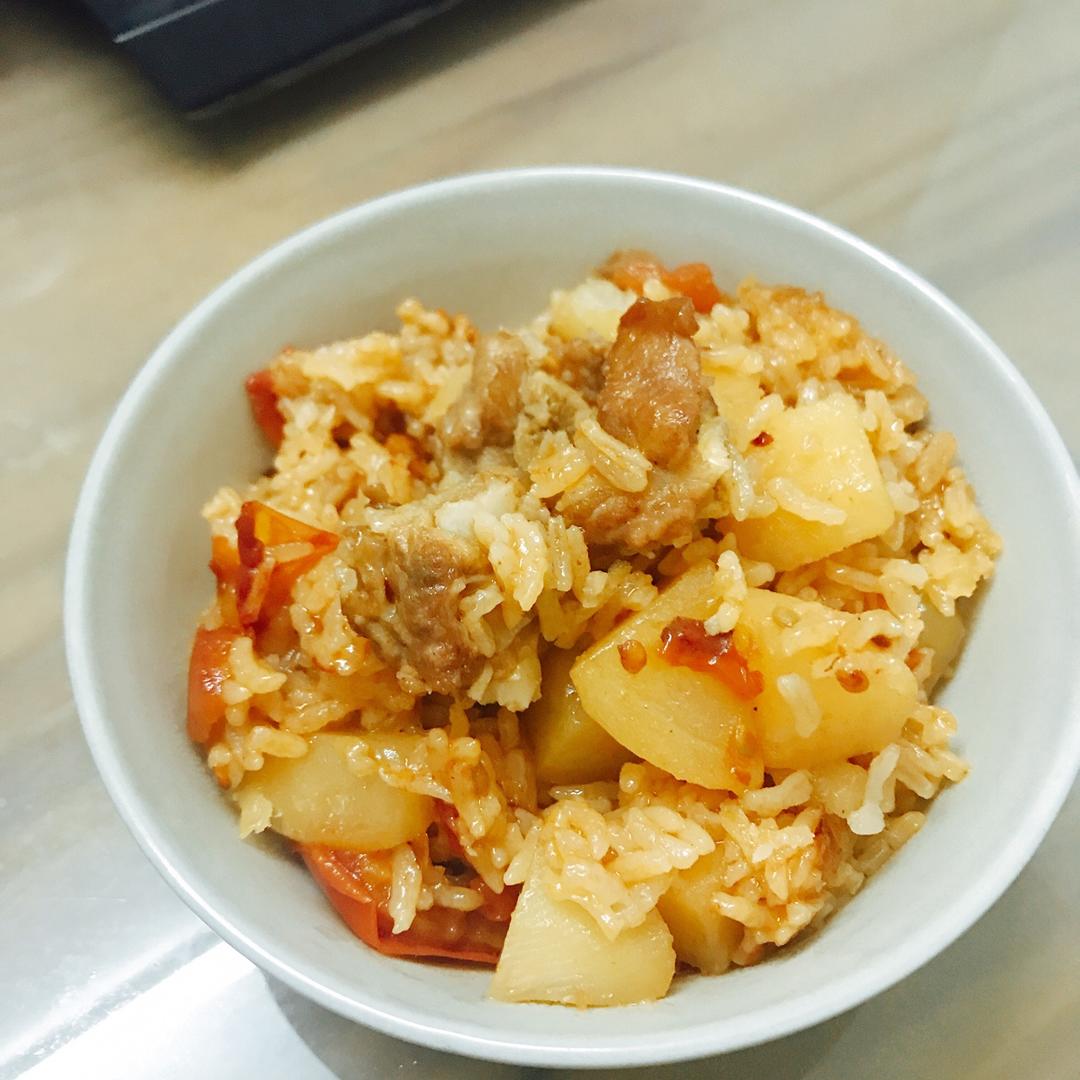 香肠土豆焖饭【一人也要吃好版】
