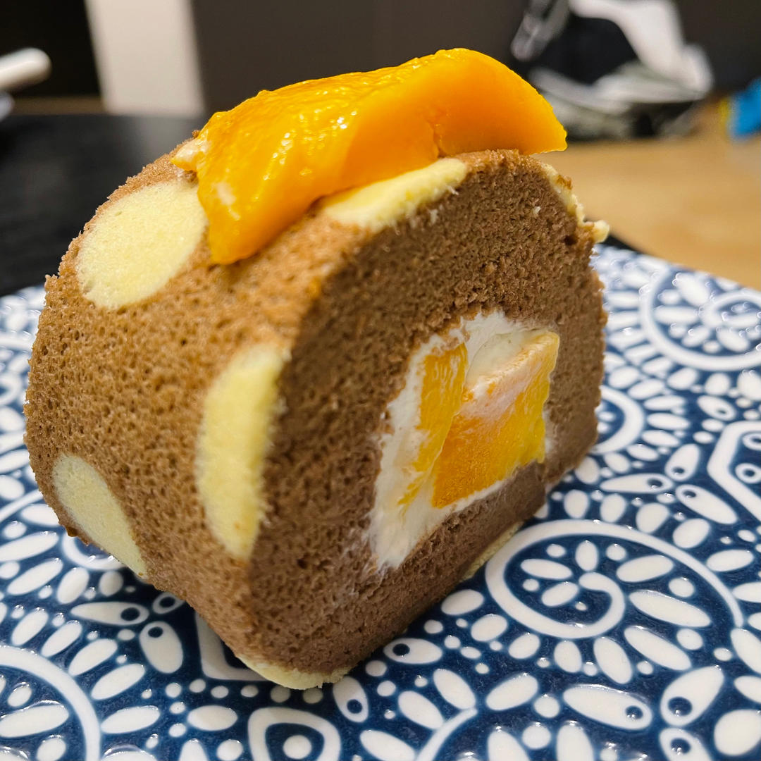 抹茶波点（条纹）蛋糕卷