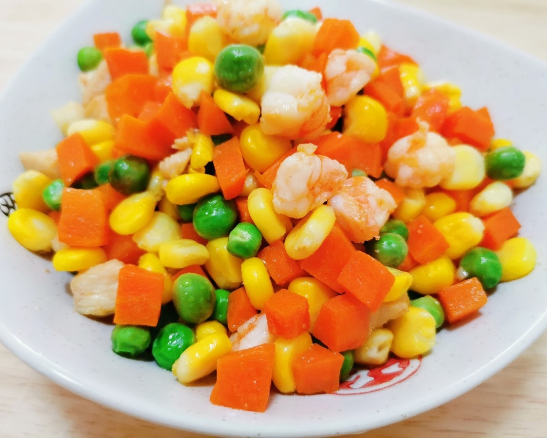 营养餐💯虾仁炒青豆玉米粒的做法