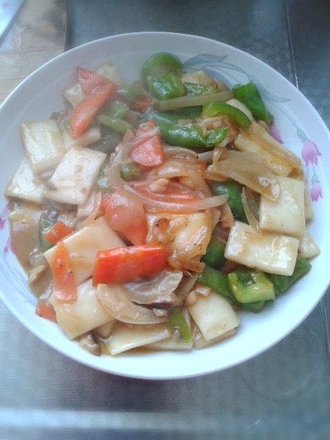 青蒜肉丝炒年糕