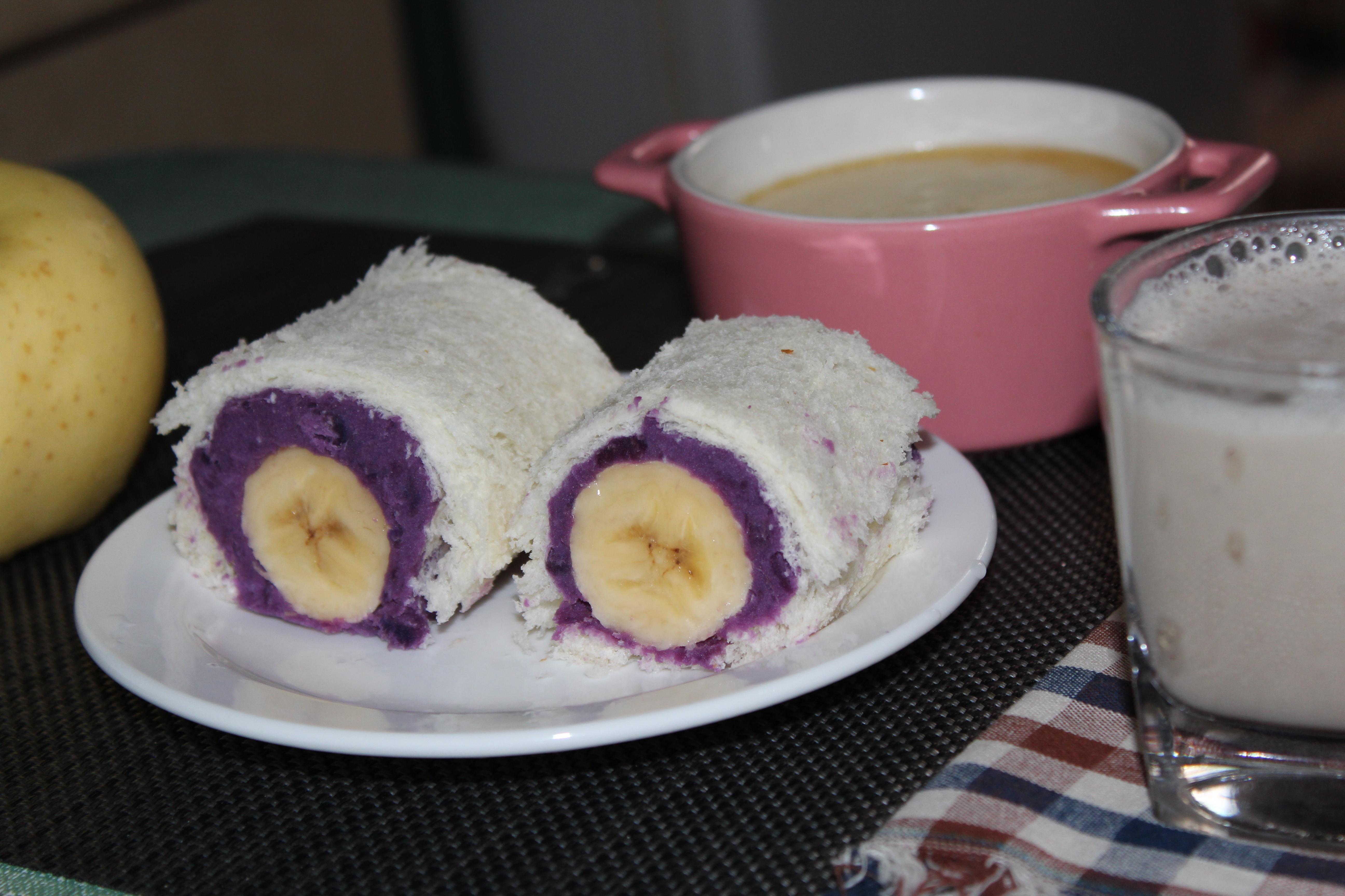 香蕉紫薯吐司卷的做法