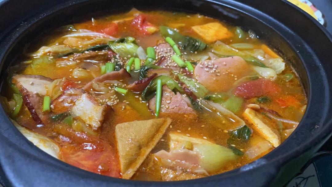 腊肉千叶豆腐煲