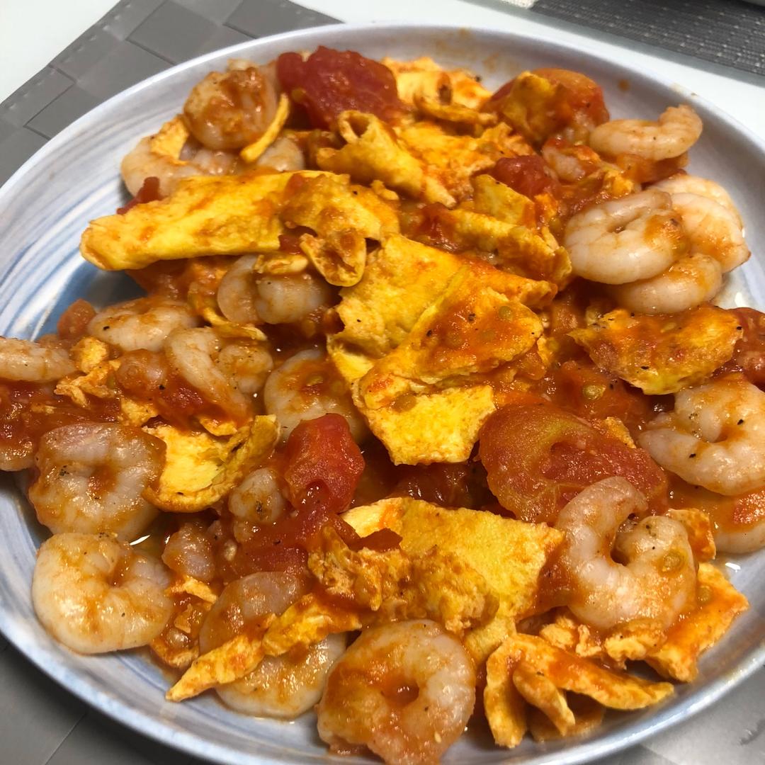 蕃茄鸡蛋炒虾仁
