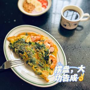 快手早餐～菠菜虾仁鸡蛋饼的做法 步骤6