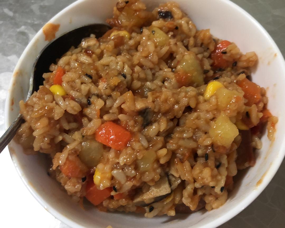 快手版～30分钟搞定的电饭煲培根蔬菜饭