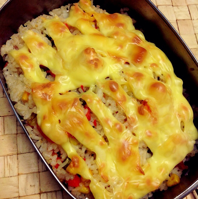 虾仁培根芝士焗饭