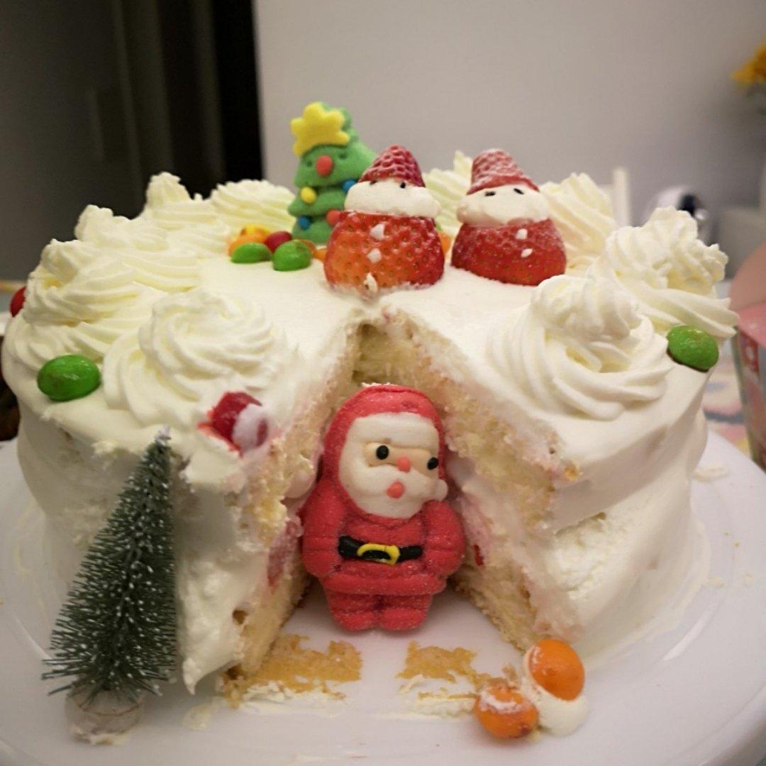 圣诞草莓雪人 红丝绒戚风裸蛋糕