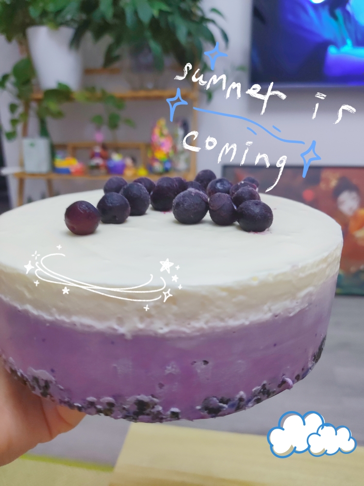 不用烤箱就能做的蛋糕——蓝莓慕斯蛋糕（6寸）