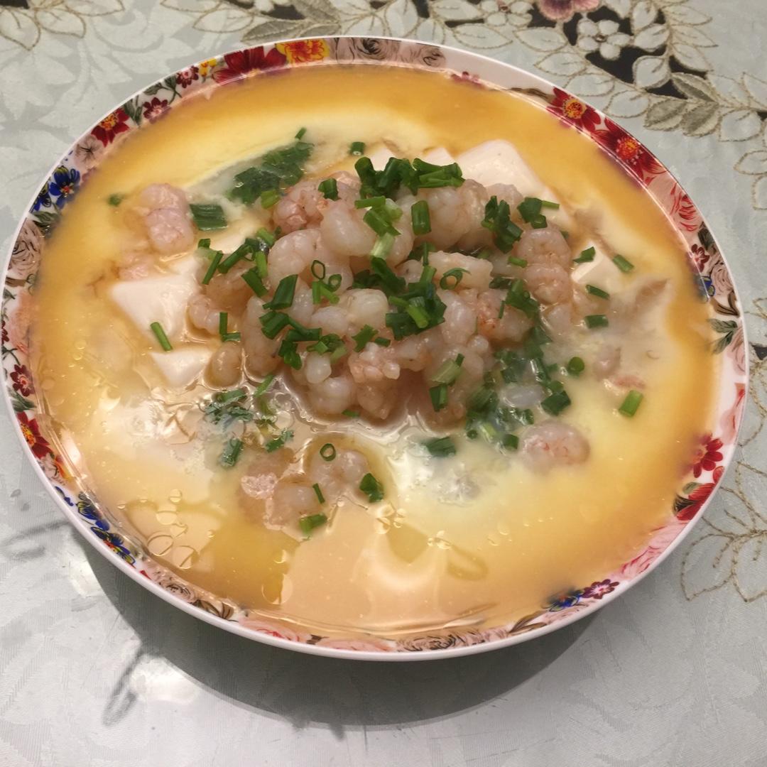 虾仁豆腐蒸水蛋