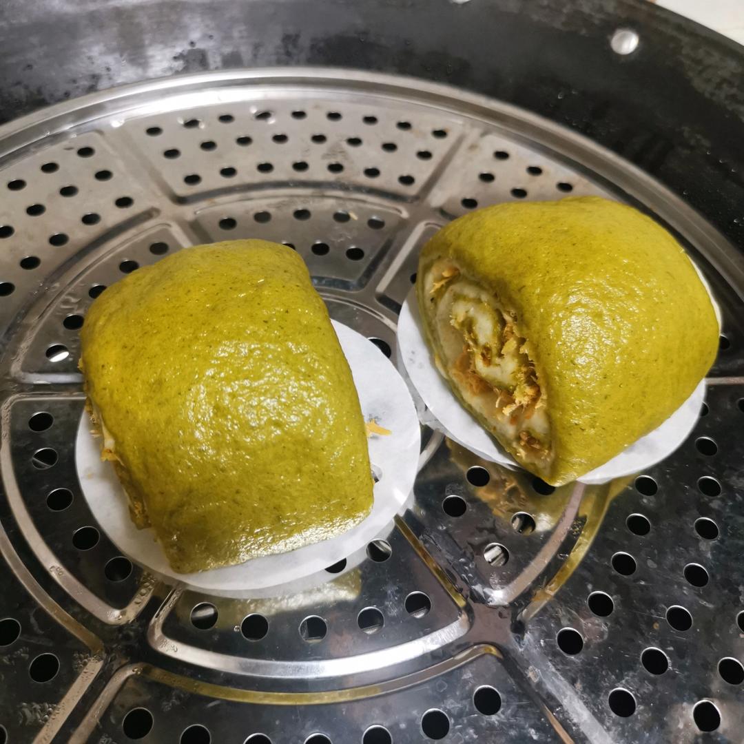 艾草双色馒头(一次发酵)