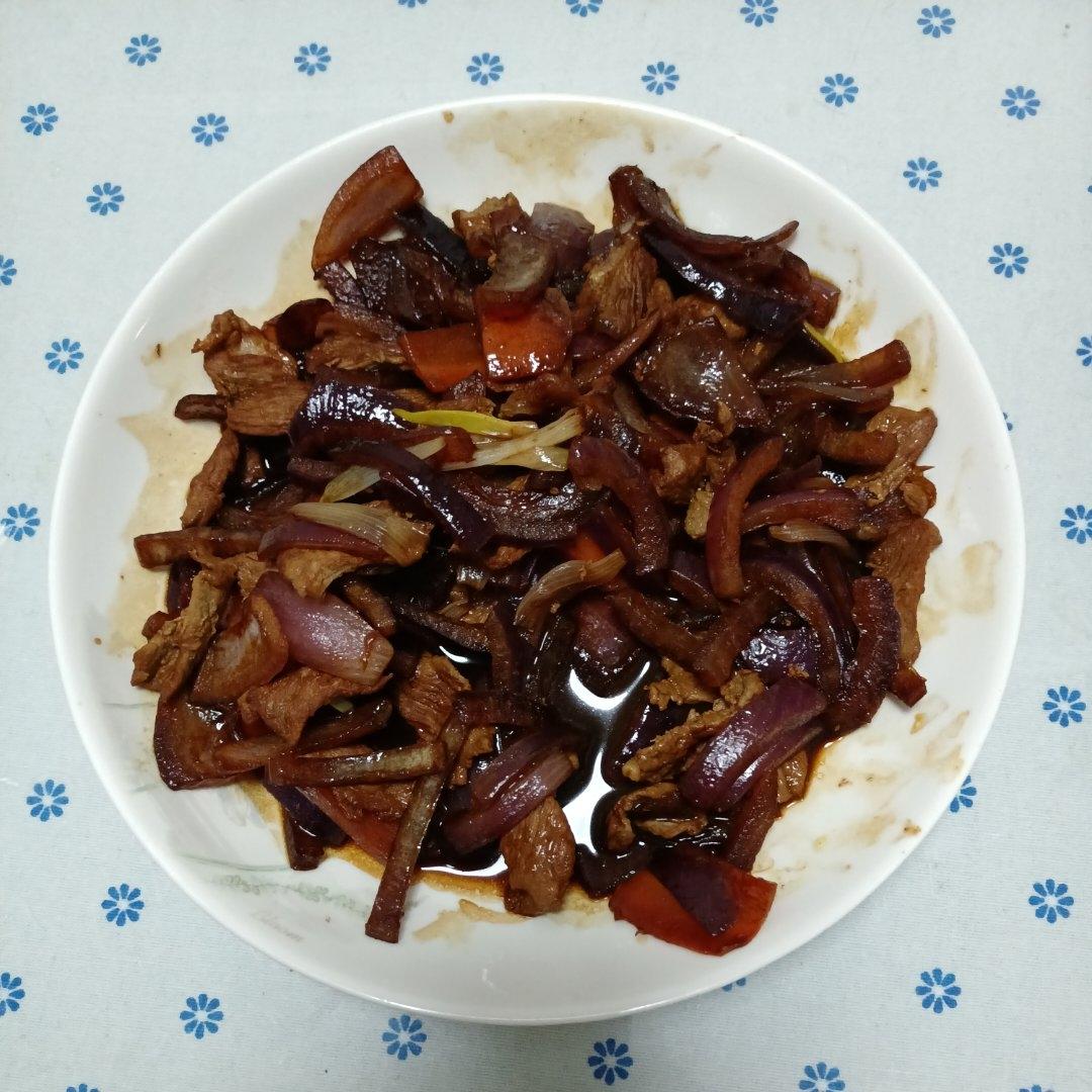 洋葱胡萝卜炒羊肉片