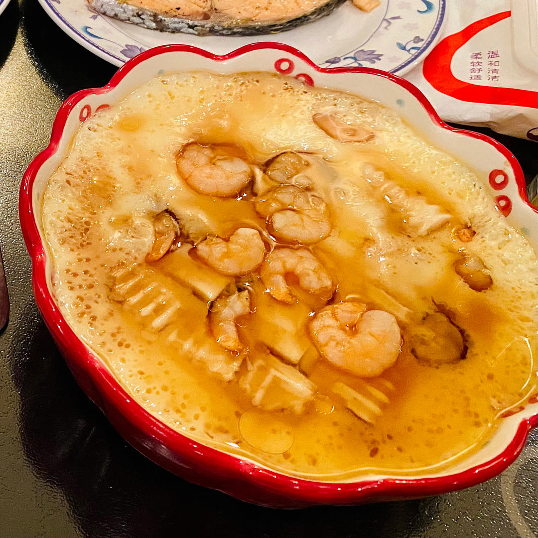 虾仁豆腐蒸水蛋