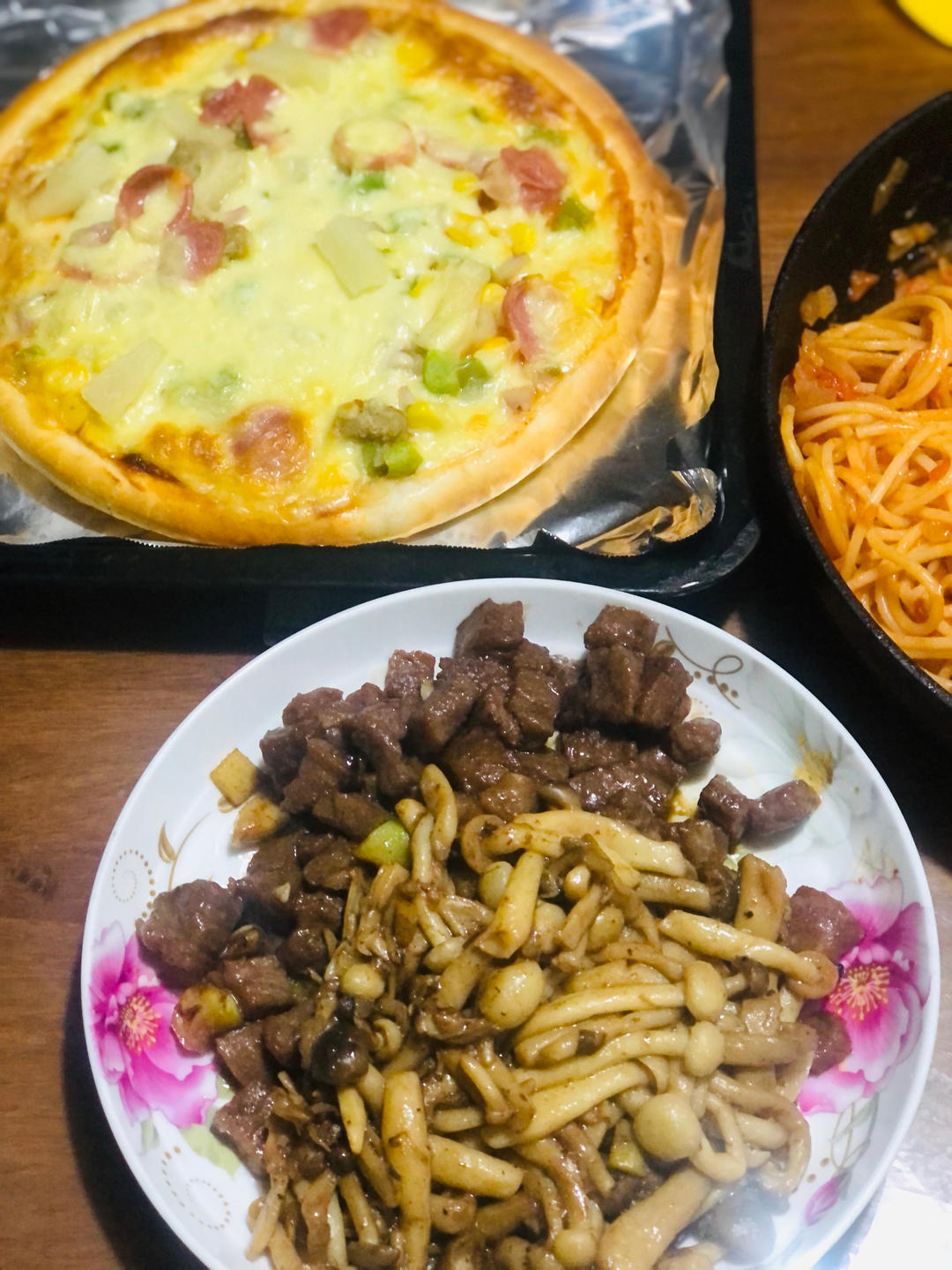 牛肉粒与海鲜菇