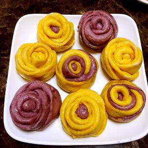 紫薯南瓜玫瑰花花卷的做法 步骤3