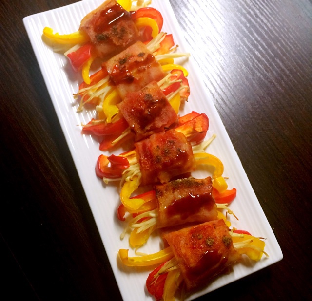 香烤培根金针菇卷