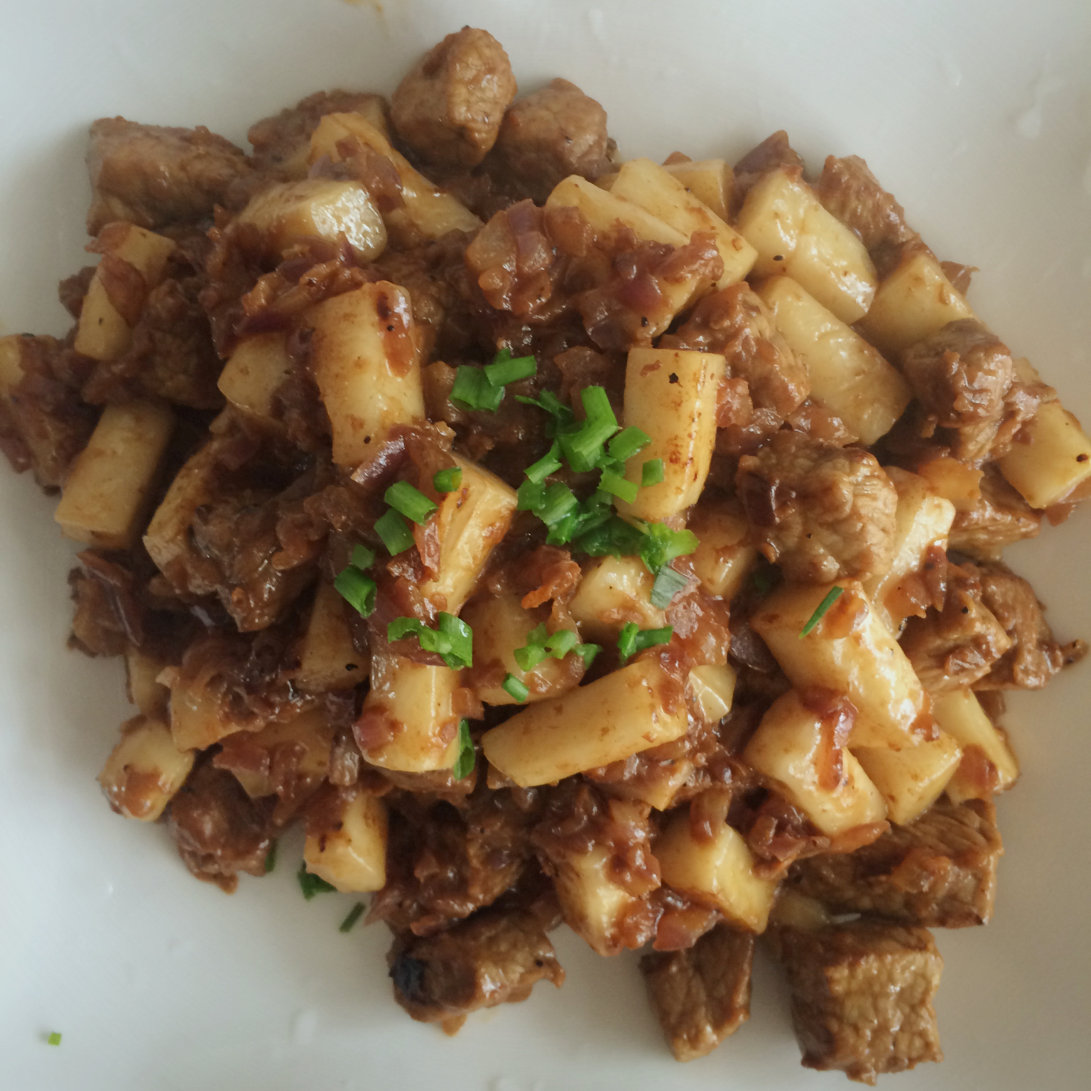 黑椒年糕牛肉粒