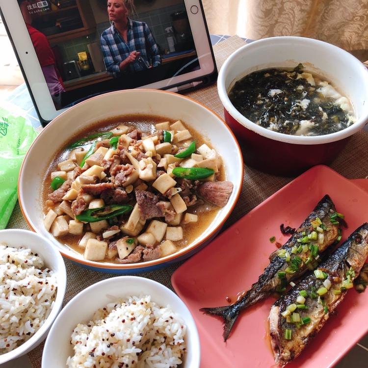 家常菜~杏鲍菇烧牛肉粒