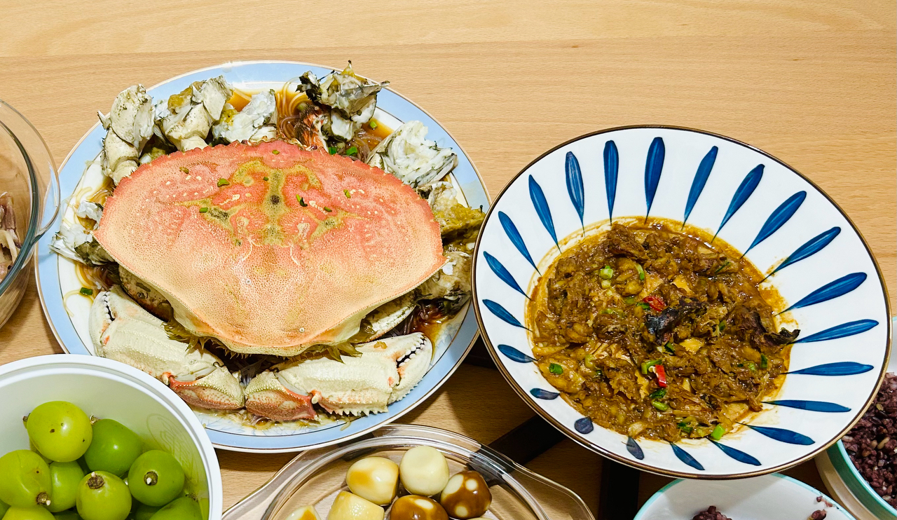 年夜菜：一蟹两吃 清蒸葱油粉丝珍宝蟹（面包蟹）➕蟹肉蒸蛋（附赠杀蟹方法）