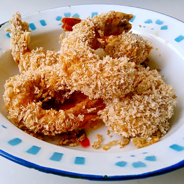 四次元吃货做的面包糠炸虾