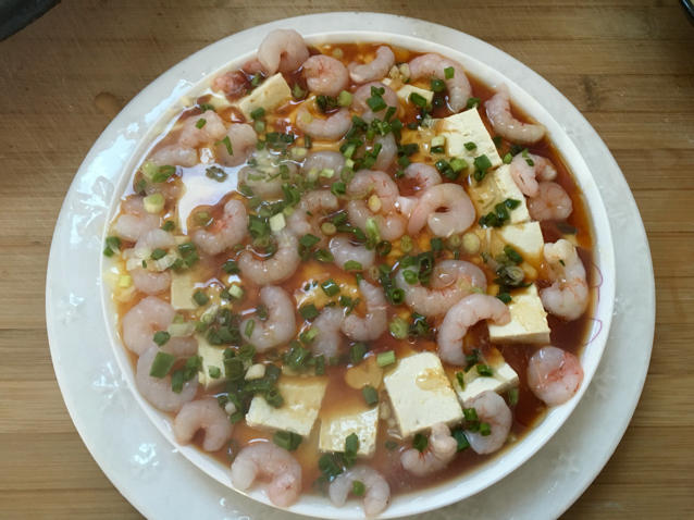 虾仁豆腐蒸水蛋