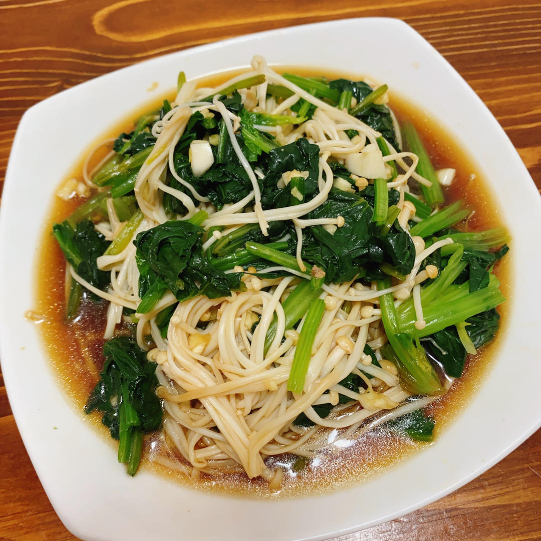 凉拌菠菜金针菇