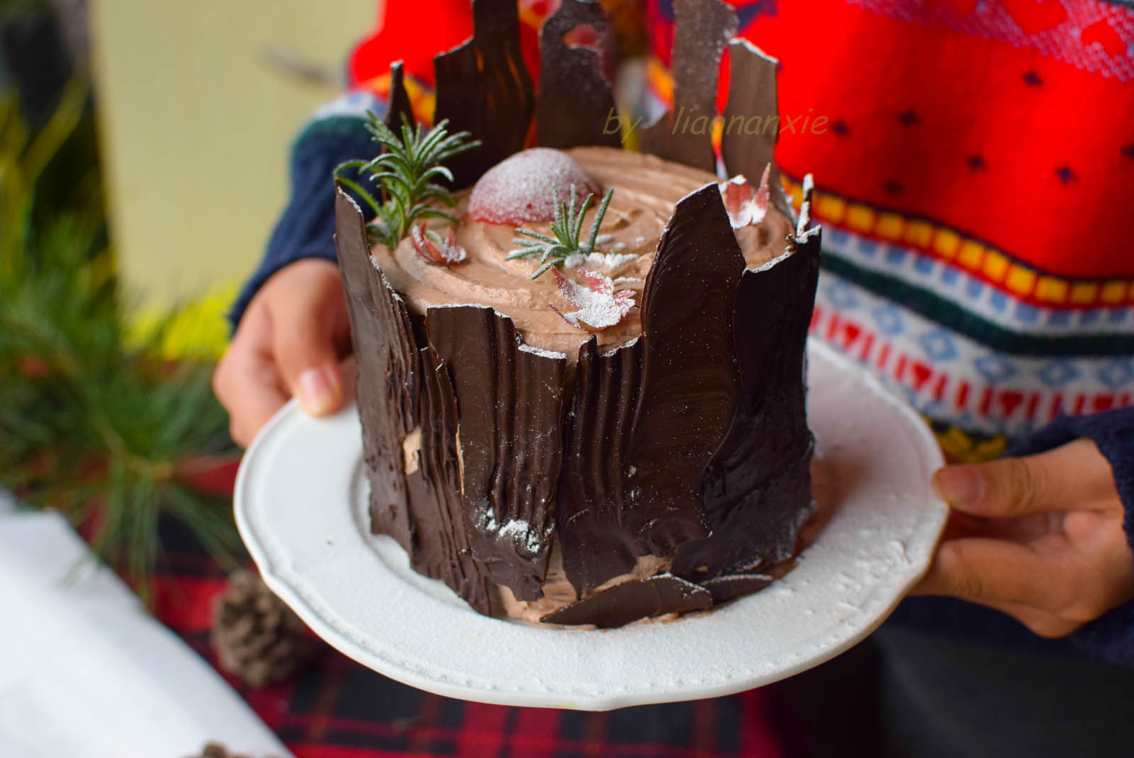 巧克力树桩生日蛋糕的做法