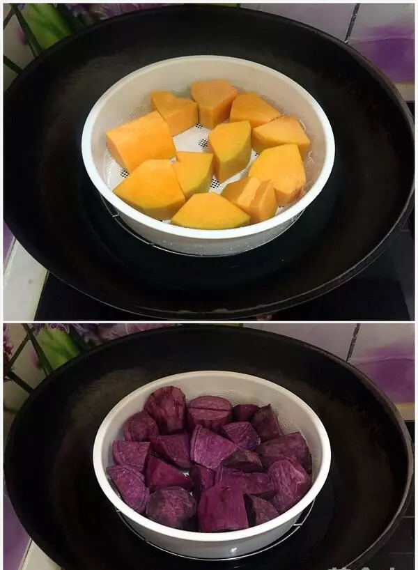 南瓜紫薯黑芝麻饼的做法 步骤1