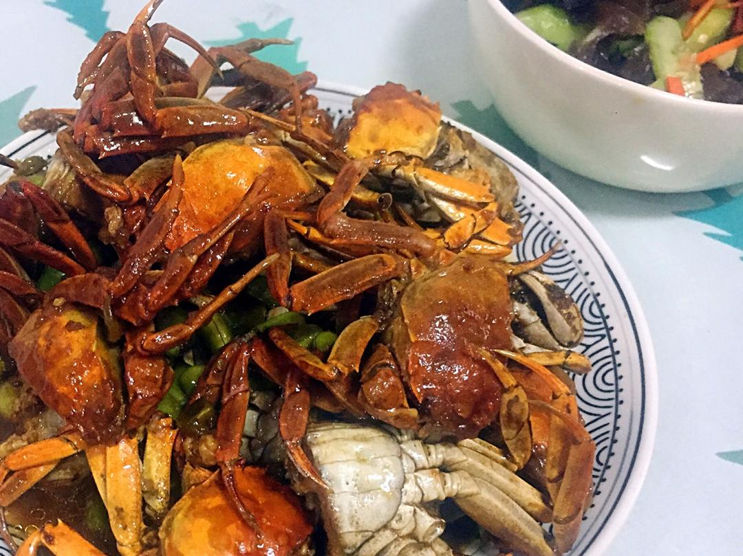 酱炒螃蟹（六月黄）毛豆