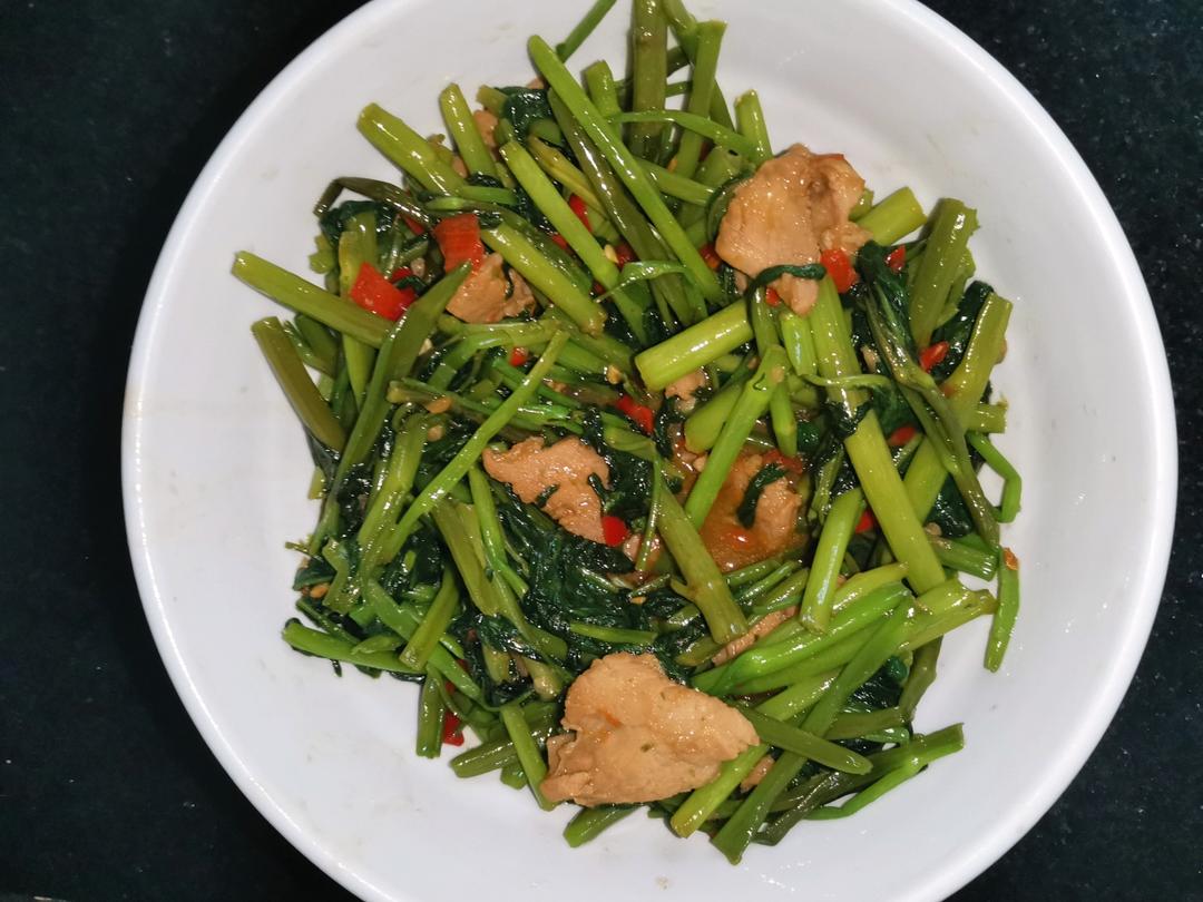 空心菜梗炒肉丝