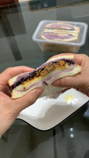 紫米芋泥麻薯肉松三明治的做法 步骤26