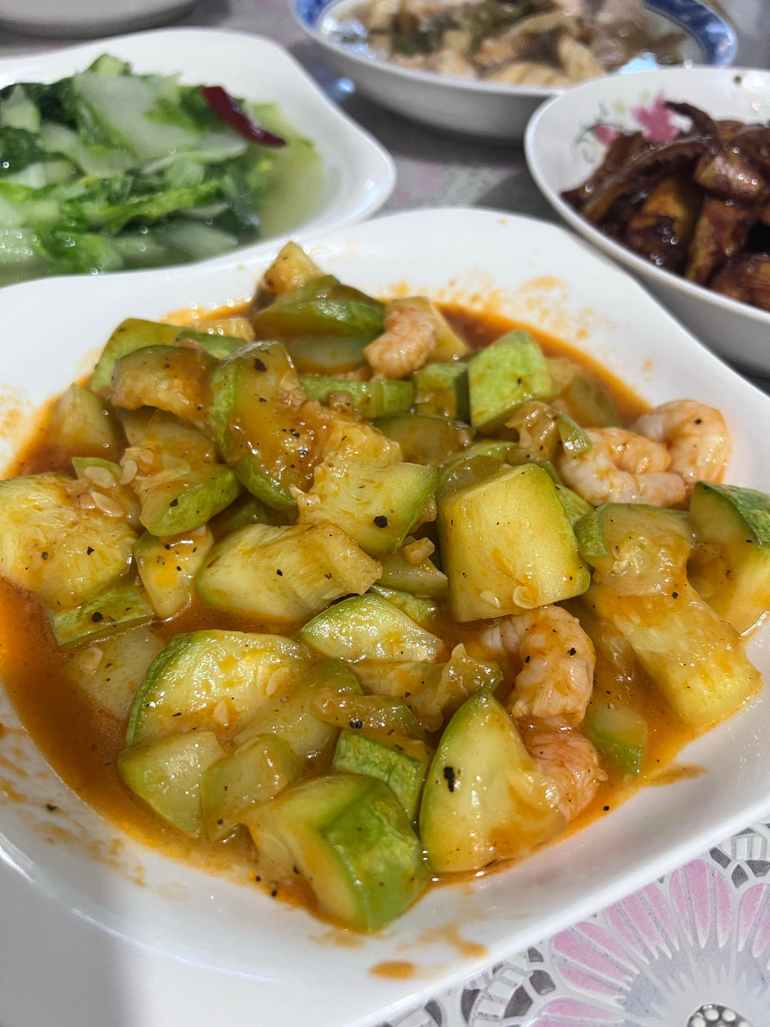 番茄西葫芦炒虾仁