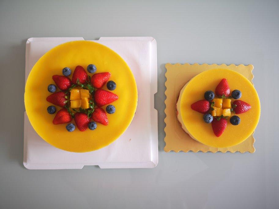 草莓芒果慕斯蛋糕（八寸）家庭版，不用烤箱