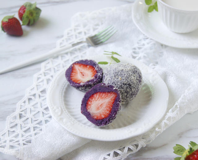 低脂健康小甜点【紫薯草莓大福】的做法