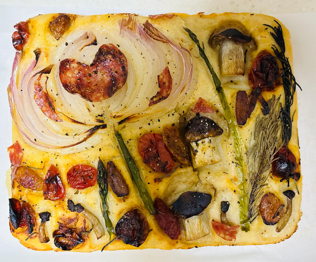 不需揉面的大孔蒜香佛卡夏