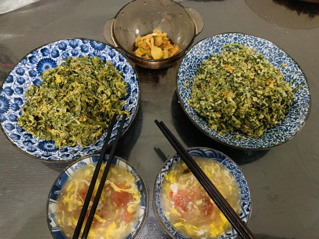 蒸芹菜叶/茼蒿叶的做法