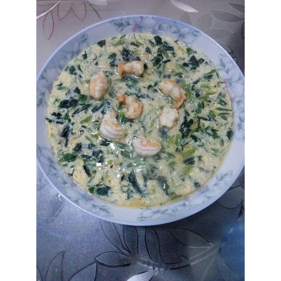 菠菜虾仁蒸蛋