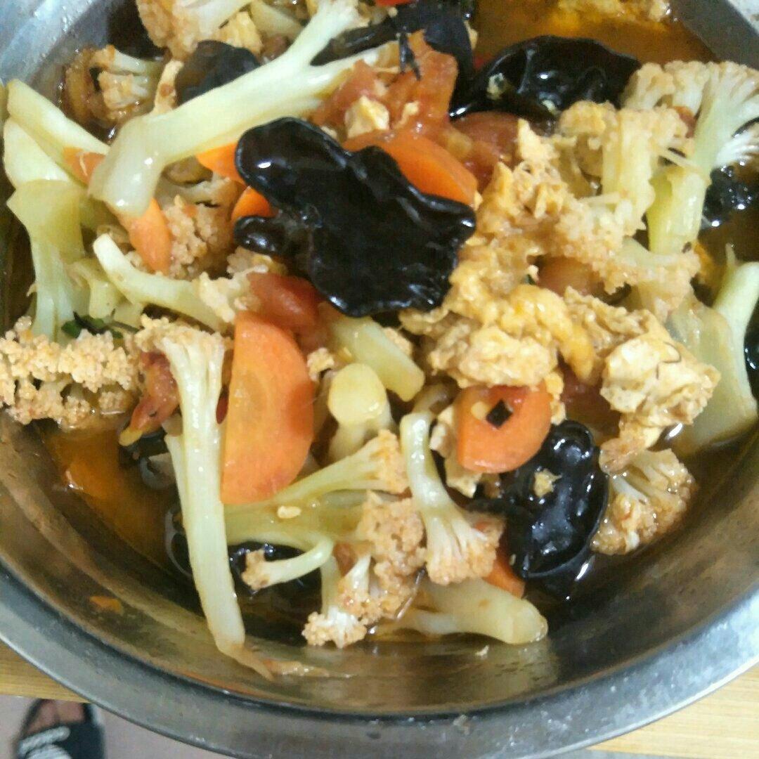 一年四季的开胃下饭素菜！有机菜花木耳炒番茄鸡蛋