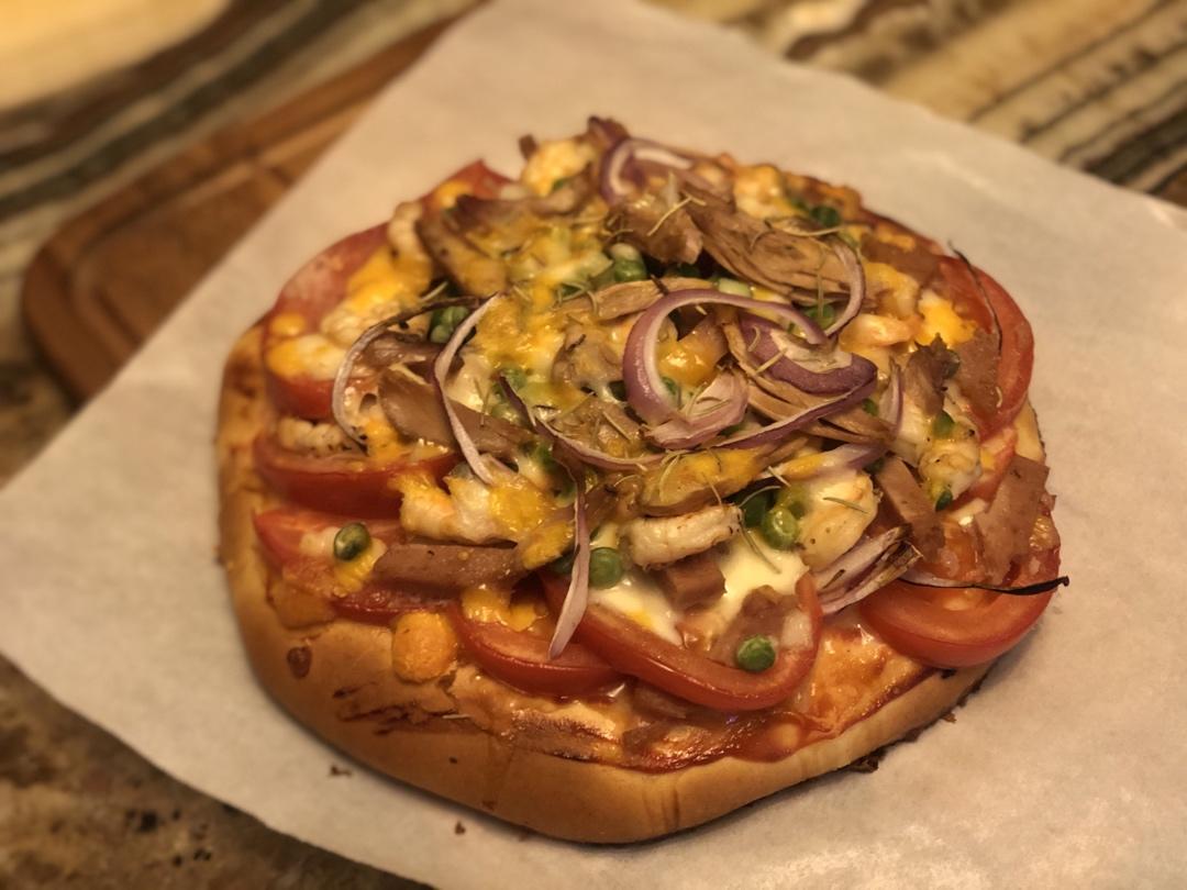 鲜虾🍤培根披萨🍕“内附敲好吃的饼皮做法”